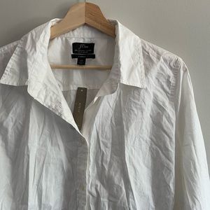 J. Crew White Curvy Slim Fit Stretch Button Up Blouse NWT